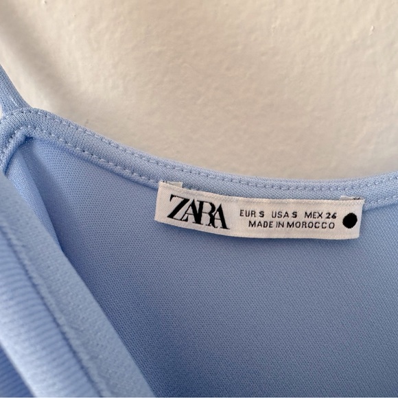 Zara Ruched Light Blue Dress S - Picture 5 of 6